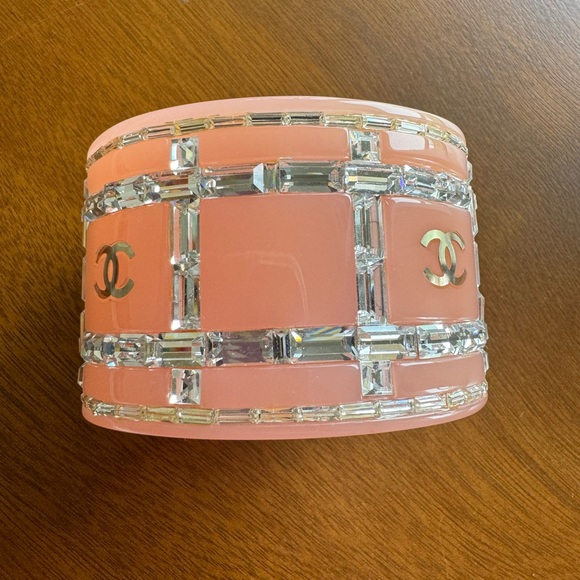 Chanel Pink Rhinestone Cuff Bracelet - Picture 3 of 8